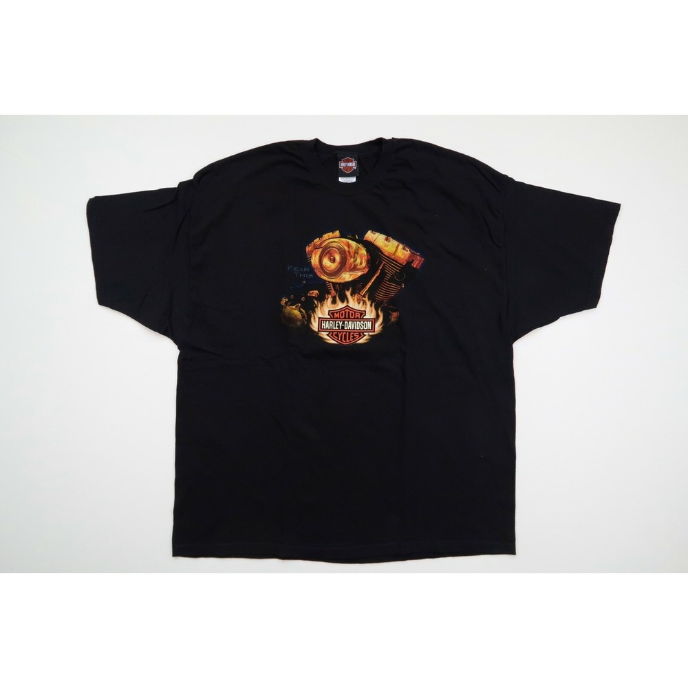 Harley Davidson Mens XXL Fear This Motorcycle Engine Flames T-Shirt Size‎ 2XL